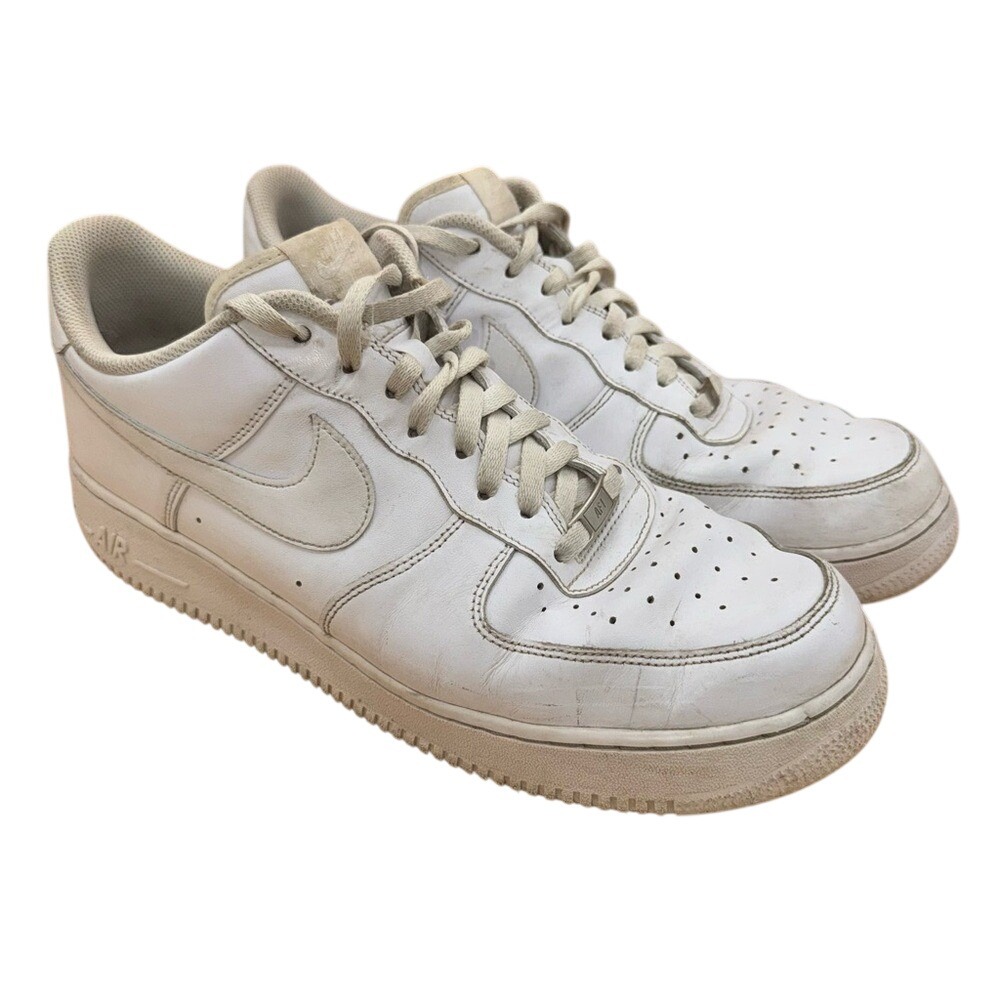 Nike Air Force 1 Triple White Men's Sneakers, Size 14, Preowned